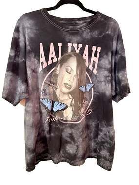 Aaliyah Princess of R&B Tie Dye T-Shirt Size XL Black Graphic Tee